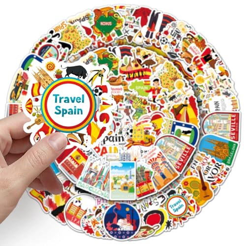 Spanje Stickers voor tieners en volwassenen, 50 stuks, Spanje Vinyl Sticker Set, Auto, Motorfiets, Fiets, Skateboard, Snowboard, Bagage, Laptop, Koffer, Helm, Motorfiets, Computer