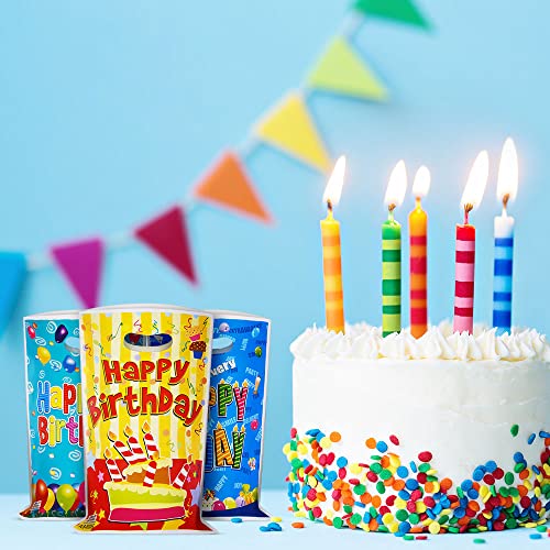 30 stuks kinderverjaardagstassen, plastic kleine cadeauzakjes, 6 kleuren, meisjes jongens verjaardag kleurrijke cadeauzakjes, kleurrijke geschenkzakjes, perfect voor 3