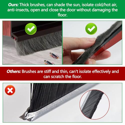 Diepgang Excluder Deur Afdichting voor Deuren 100 cm Bodem Deur Afdichting Deurborstel Deur Bezem Zelfklevende Deur Afdichting Borstel voor Geluid Isolatie Koude Bescherming en Huis Deur (Zwart) 5