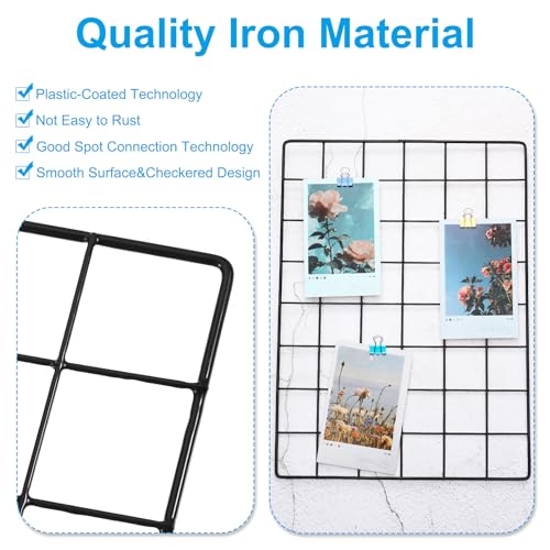 12x8 Inch Wall Grid Panel, Metalen Wire foto Wand Decoratief Net voor Photo Display Hangende Foto Memo Home Decoraties, Zwart 3