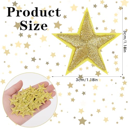 Verpakking van 30 Gold Star Patches Iron On 2,5 cm Star Patches voor Naaien, Geborduurde Appliques voor Strijken op, Decoraties voor kleding, Jassen, Hoeden, Rugzakken, Jeans 3