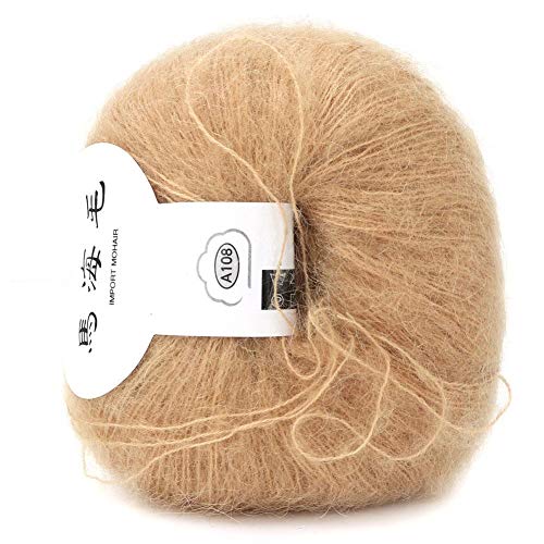 Wol garen voor breien, zacht mohair breien Angora lange wol garen DIY sjaal gehaakt garen geleverd (met een haak) khaki