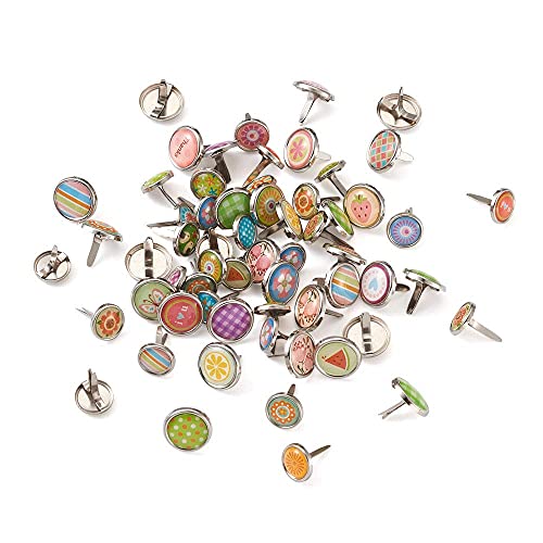 140 st. Mini Brads Metaal Papier bevestigingsmiddelen Gemengde patronen Split spelden voor Office Scrap Boeking Papier Foto Album Kaarten Stempelen