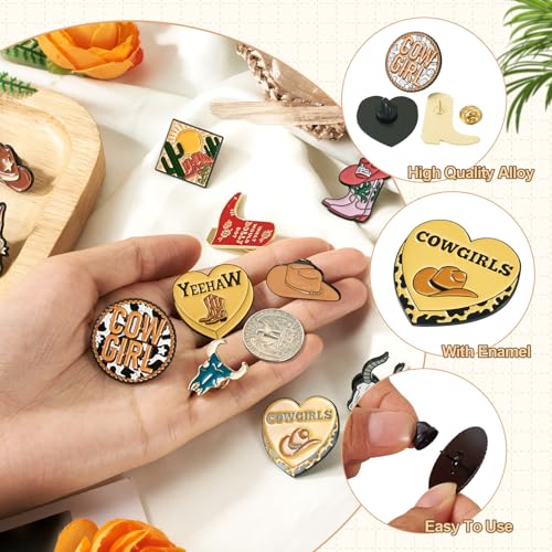 12 st. Cowboy Emaill Pins Cow Hat Boat Brooch Western Metal Decoratieve Badge voor Sweater Shirt Kleding Pak Accessoires sieraden DIY ambachtelijke decoratie, metaal, Geen edelsteen, metaal, geen edelsteen 5