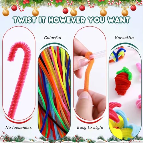 Kerstthema Twist Stick Craft Kit, DIY Vakantie Breien Kit Handgemaakt, Zacht Speelgoed Teddy Gift met Feedelijk Garen & Eenvoudig Instructions 3