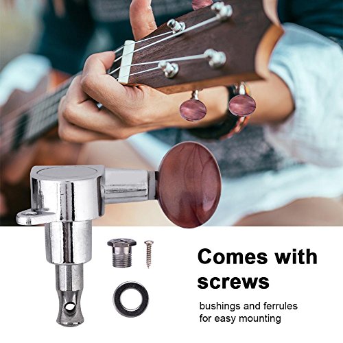 Ukulele String Tuning Pegs, 2L2R Geschlossene Locking Tuner Rot Runde Mechaniken f ̈1r Ukulele 5