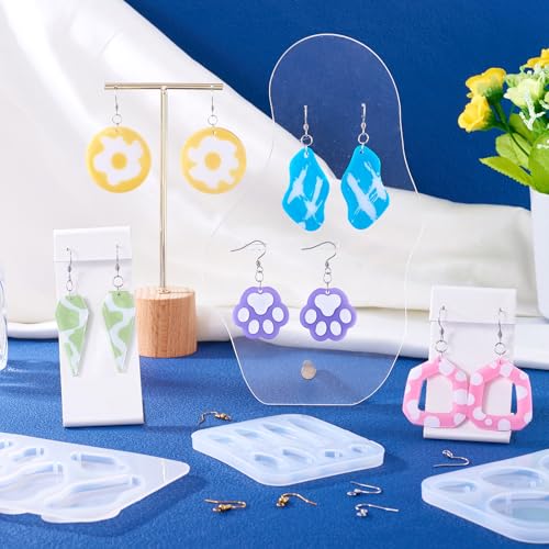 11 st Siliconen mallen Paw Afdrukken Teardrop sieraden UV-hars mallen met oorbellen haken voor het gieten Epoxy Hars sieraden maken oorbellen ambacht