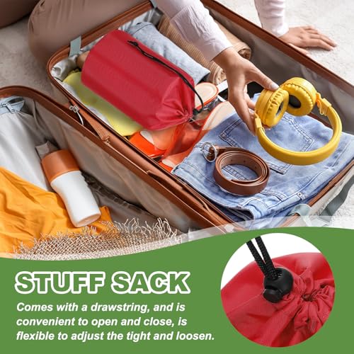 Stuff Sack, 2Scs 20x47cm Waterdichte Outdoor Opbergzak Draagbaar Koordstof Flaptas Lichtgewicht slaapzak voor Camping Wandelreizen, Rood 4
