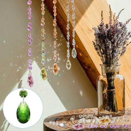 Teardrop Crystal Chandelier Hangers Kralen, 10st 125mm Lengte 38mm Kroonluchter Prims Onderdelen Ornamenten Opknoping Kralen voor DIY Kunst Ambachten Decoratie, Groen 5