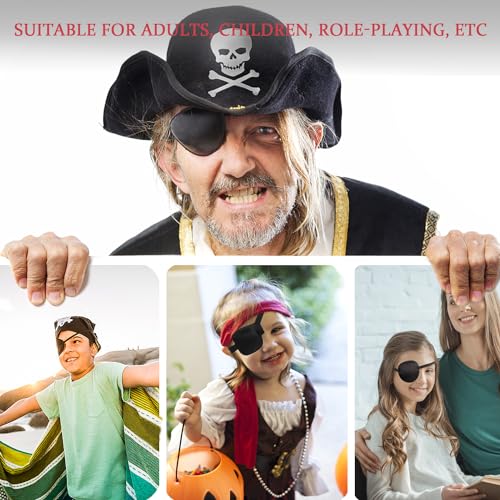 3 Pack Eye Patches, Verstelbare Eye Patches voor rechter- en linkeroog Patches, Lazy Eye Patches voor linker- en rechteroog Patches voor volwassenen met verstelbare gesp(zwart) 5