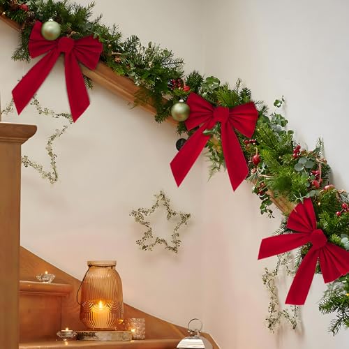 6 stuks fluwelen Kerst Bows 27 x 35 cm Grote Rode Deur Bows Kerstboom Decoraties Kerstkransen Bogen voor Gift Wrapping Party Decoratie 4