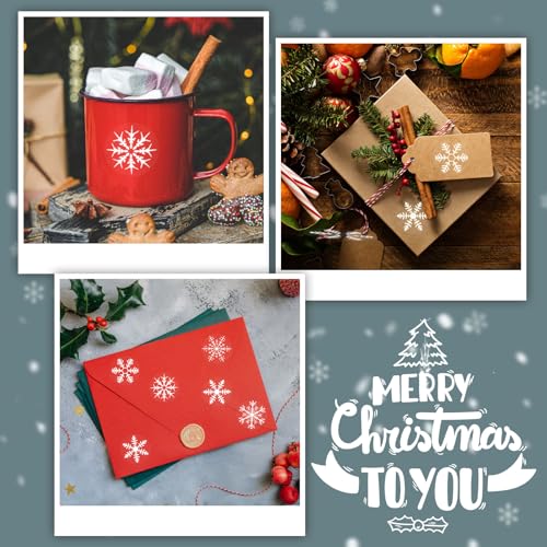 120 stuks sneeuwvlok Zelfklevende kersttickers Transparante kerstticker Ideale labels voor kaarten maken Scrapbook Holiday Envelope Seal and Craft Projects (White) 5