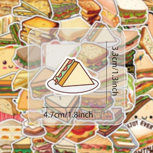 Sandwiches stickers voor tieners en volwassenen, 50 stuks, sandwich vinyl sticker set, auto, motorfiets, fiets, skateboard, snowboard, bagage, laptop, koffer, helm, motorfiets, computer 4