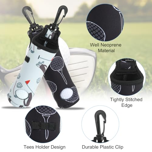 Golfbal draagtas, Draagbare neopreen golfbalhouder met clip voor mannen en vrouwen, zwart 3