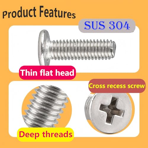 20 st M3 x 12mm dunne platte kopschroeven, roestvrij staal 304 Phillips Schroeven, Machine Schroeven, Volledige draad 4