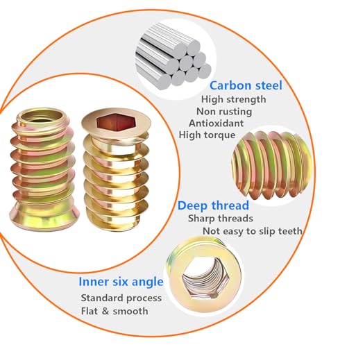 20 stuks schroefmoeren, M4 x 8mm schroefmoeren, houten insert voor noten, draad insert voor Assortiment Houten meubelen 3