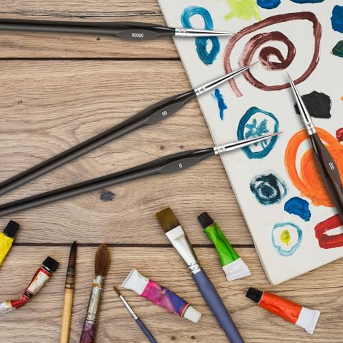 5 Piece Fine Paint Penseel Set, 5 maten Micro Detail Paint Penseel Acryl Penseel Artist Penseel Set Verf op aantal penseel voor Nagel Art Aquarel Olieverf Lijn Schilderen (5 maten) 5