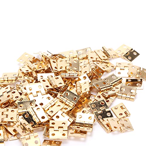 100 Pack Miniatuur Poppenhuis Scharnieren, 8 x 10mm Scharnieren voor kleine Hardware DIY Sieraden Box