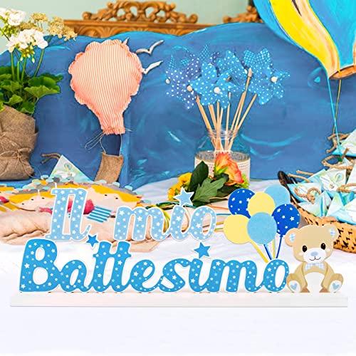 Il Mio Battesimo Tafel Decoratie Houten Tafel Ornamenten Christenen Hout Bureau Decoratie Tafel Decoratie (Blauw) 4