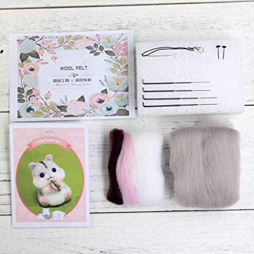 Wol Vilt materiaal productie pakket DIY leuke hand spinning ambachten niet afgewerkt poked set beginners naald vilten handwerk Kit (Strawberry Shiba Inu)
