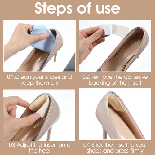 12 pak antislip hielpads, zelfklevende antislip hielbeschermers om slijtage, hielschuiven te voorkomen, wrijving en blisters te voorkomen (beige) 4