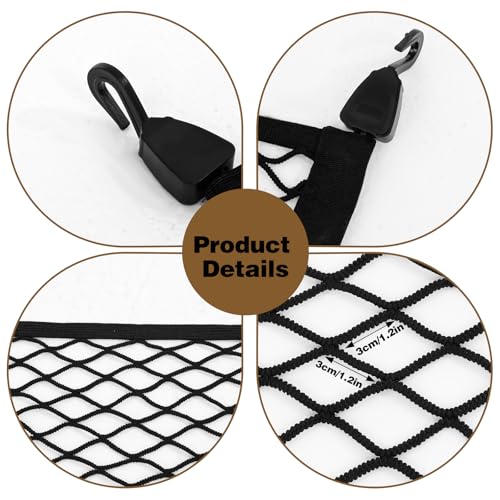 Auto Bagage Net Cargo Security Net Trunk Net 70 x 40 cm Uitschuifbaar tot 140 x 80 cm Organisatie Bagage Net Elastische Mesh met 4 haken Bagage Net voor de meeste auto's 4