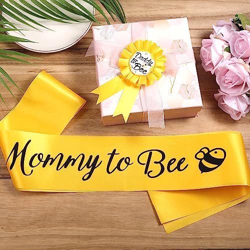 Mama te worden Sash en papa te Bee Tinplate Badge met leuke bijen patroon, gele baby douche decoraties mam te worden Sash Geslacht Reveal Party voor jongens en meisjes zwangerschap Props Keepsake 3