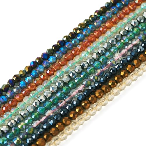 10 Strands 2mm Facet Ronde kralen, Kleine kristalglas Zaad Losse kralen voor DIY ambachten, Vriendschap armband, sieraden maken