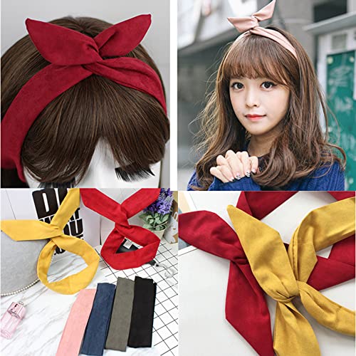 Vintage hoofdbanden voor vrouwen, haarband hoofdband Vrouwen haarbanden Bow Flexibel Iron Wire Buigbare hoofdband Haarband met Bow, Retro Haar Accessoires voor vrouwen meisjes, Navy Blue