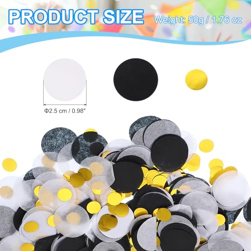 3,5cm rond weefselpapier Confetti Tafel Confetti Cirkel Dots voor bruiloft, verjaardagsfeest, ballondecoraties (1.7 oz), zwart/wit/goud