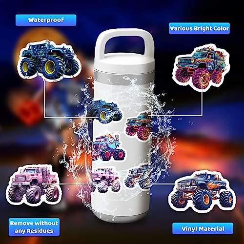 Monster Truck Sticker Set Kinderen Tieners 50 stuks Waterdicht Vinyl Stickers Laptop Skateboard Koffer Helm Auto Fiets mobiele telefoon Motorrijwiel Bike Scrapbook Cadeau dagboek Cups 3