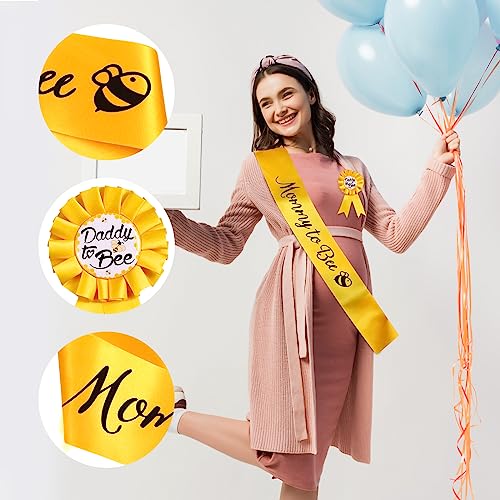 Mama te worden Sash en papa te Bee Tinplate Badge met leuke bijen patroon, gele baby douche decoraties mam te worden Sash Geslacht Reveal Party voor jongens en meisjes zwangerschap Props Keepsake 5