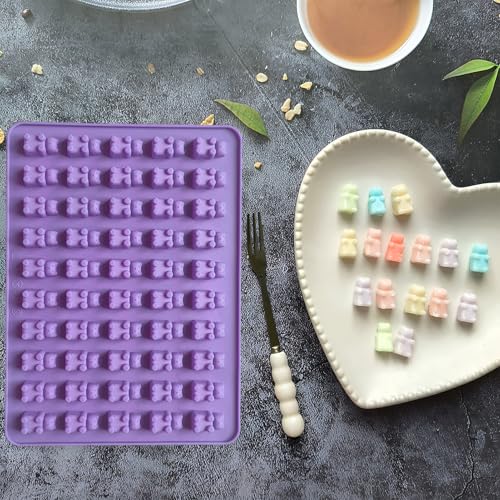 Rubber Bear Shape Siliconen, Verpakking van 4 Siliconen vormen Gummy Bears met 4 Droppers, Set van 50 Siliconen Candy vormen voor chocolade vormen, Jelly, Gummy Bears 5