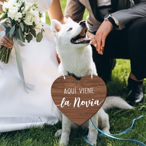 Houten teken hart decoratie bruiloft voor de bruid teken letters Aquí viene la Novia 5