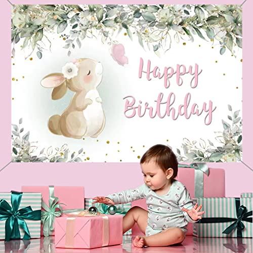Verjaardag Decoraties voor Meisje, Stof Tekenposter Konijn Achtergrond Banner Meisje 1e 2e 3e 4e 5e Verjaardag Partij Levert Foto Achtergrond Welkom Teken, 150cmx90cm 5