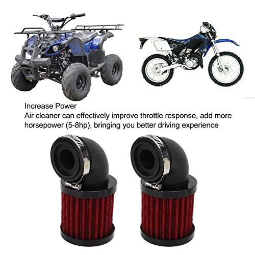 2Scs Motorfiets Air Filter 90 Degree Buig luchtfilter 28 tot 48mm Universeel voor 50cc 70cc 90cc 125cc Moped Scooter ATV Vuilnisfiets (zwartrood) 3