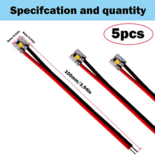 Verpakking van 5 voorbedraad ledstrips, 12 V ~ 18 V, 10 cm, voor doe-het-zelf, auto, boot, speelgoed, onderdelen, spoorwegmodellen, treinen