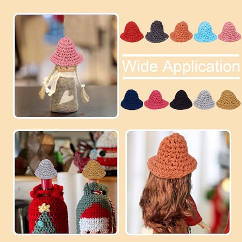 20 st. Garens van wol Hoed Dangle oorbellen maken Kits Kleurrijke geweven hoed bengelen Charms Mooie Mini Hoed ornamenten met oor haken voor DIY oorring sleutelhangers sieraden maken 3