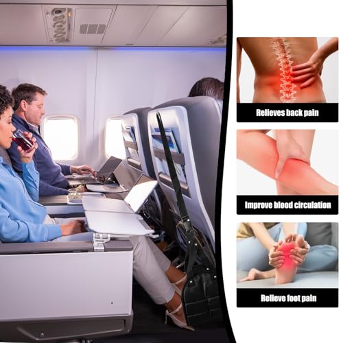 Pak van 2 Vliegtuig Hangmat Voetsteun Travel Footrest Gemaakt van hoge kwaliteit Foam Hoogte verstelbaar van 60 cm tot 90 cm Portable Black 4