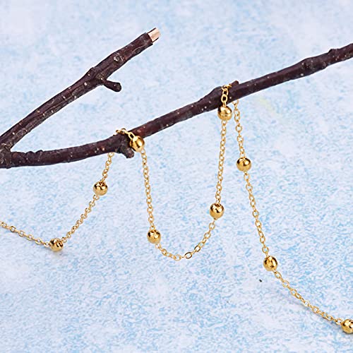 10m Gold Satellite Kettingen, Messing Kruis Kabel Kettingen met Rondelle kralen sierlijke bal kralen armband voor sieraden ketting ketting maken
