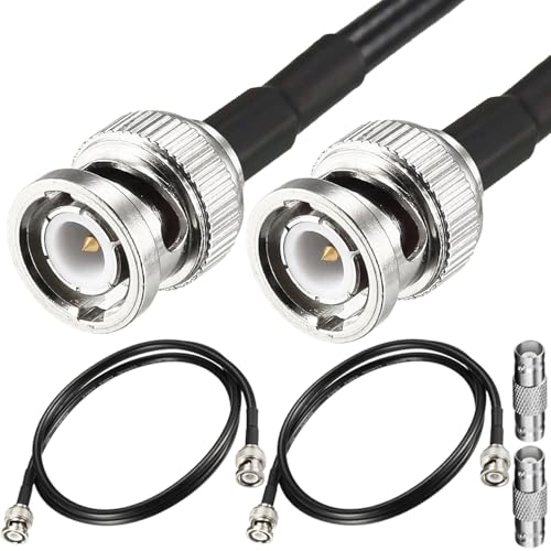 BNC Coaxiale Verlengkabel, BNC Plug aan Plug, Adapter, Low Loss, 50 Ohm, RG58 Kabel met BNC F-F Adapter (1m/39 inch, 2st)