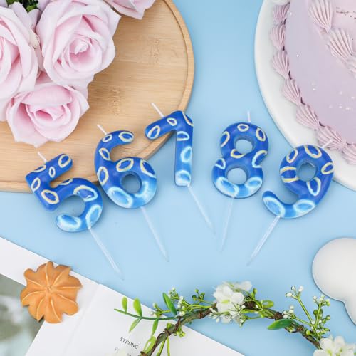 Nummerkaars, blauwe verjaardag Kaars Anime thema verjaardag Kaarsen Cartoon Kaarsen Cake Topper voor jongens thema verjaardag decoratie (nummer 6) 3