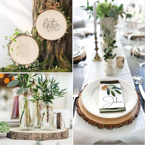 Verpakking van 3 natuurlijke ronde houten schijven voor ambachten, 17-19 cm, Onbehandelde Tree Disc, Geen gat, Ronde natuurlijke houten schijven voor DIY ambachten, bruiloft, middenstukken 5