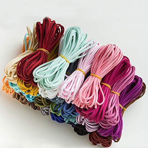 Verpakking van 54 lederen riem 3 mm Suede 26 Kleuren voor armbanden, ketting, kralen, sieraden, DIY, handgemaakte ambachten, kleurrijk, 54 Metres 3
