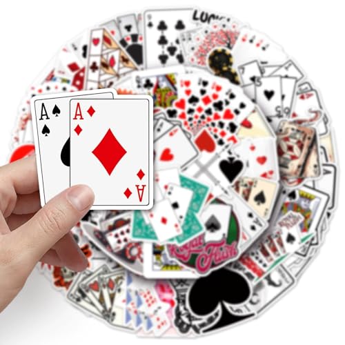 Poker Cards Stickers voor tieners en volwassenen, 50 stuks, Poker Cards, Waterdichte Vinyl Sticker Set, Auto, Motorfiets, Fiets, Skateboard, Snowboard, Bagage, Laptop, Koffer, Helm, Motorfiets