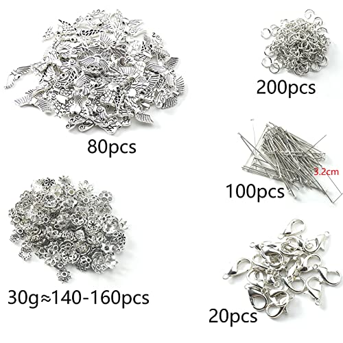 Angel Wings, Craft Set, Wings, Spacer, Kralen, Vleugels, Parels, Metalen Kralen Caps, Pearl Angel voor ambachten, Accessoires met Kreeft sluiting