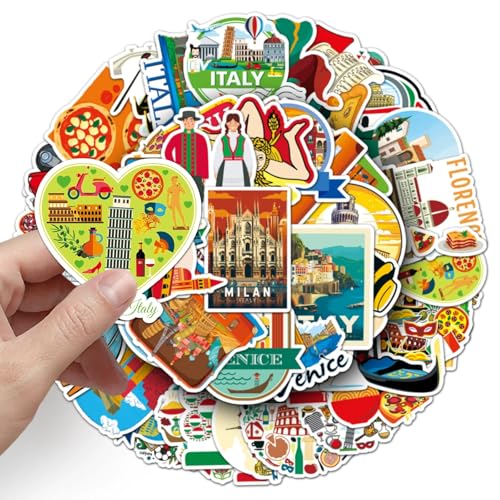 Italië Stickers voor tieners en volwassenen, 50 stuks, Italië Waterdichte Vinyl Sticker Set, Auto, Motorfiets, Fiets, Skateboard, Snowboard, Bagage, Laptop, Koffer, Helm, Motorfiets, Computer 3
