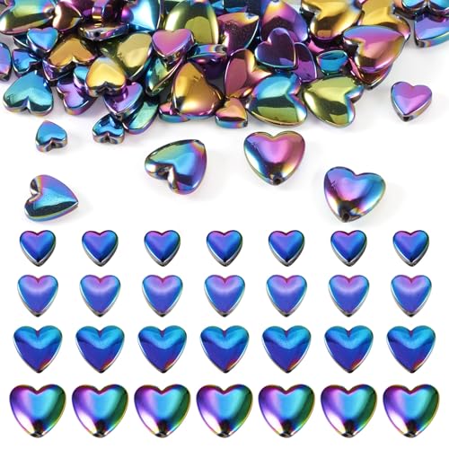 100 st. Niet-magnetisch Hematietkralen 6/8/10/12mm Hart edelsteen kralen Regenboog kleur gladde steen los kralen Bulk voor armband ketting sieraden maken