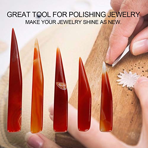 Agate Mes, Handsieraden Polisher Natural Product Polishing Jewelry Polishing Agent for Polishing Gold/Silver for Clean Dirt (Red) 5