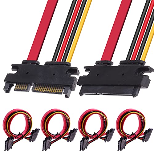 4 Pack 22 Pin (7+15) SATA Data and Power Combo Extension Cable, 22 Pin (7+15) Sata Man naar vrouw harde schijf kabel voor HDD SDD optische schijf 50cm 20-inch